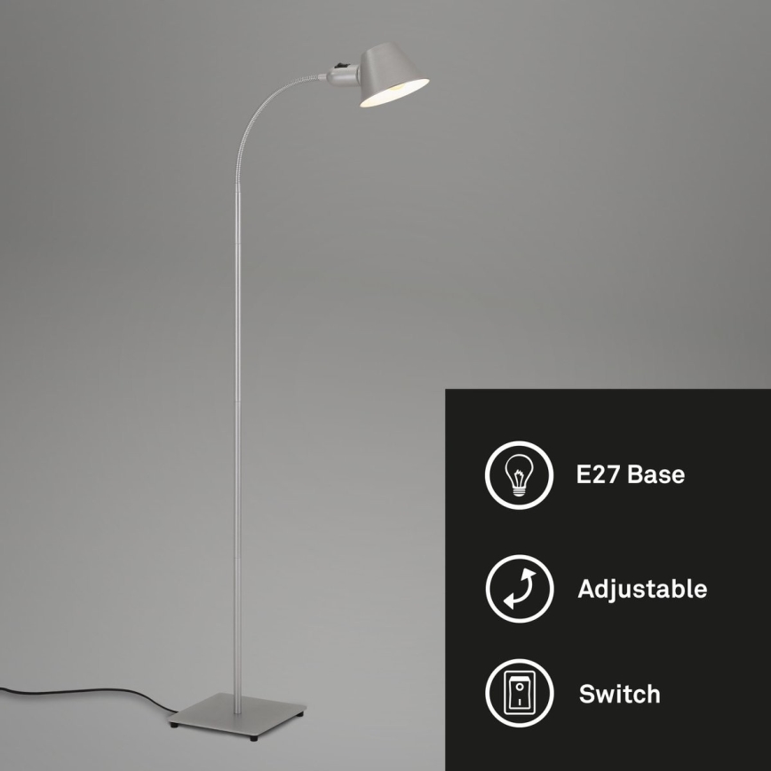 Brilo - Lampadaire flexible 1xE27/10W/230V argenté