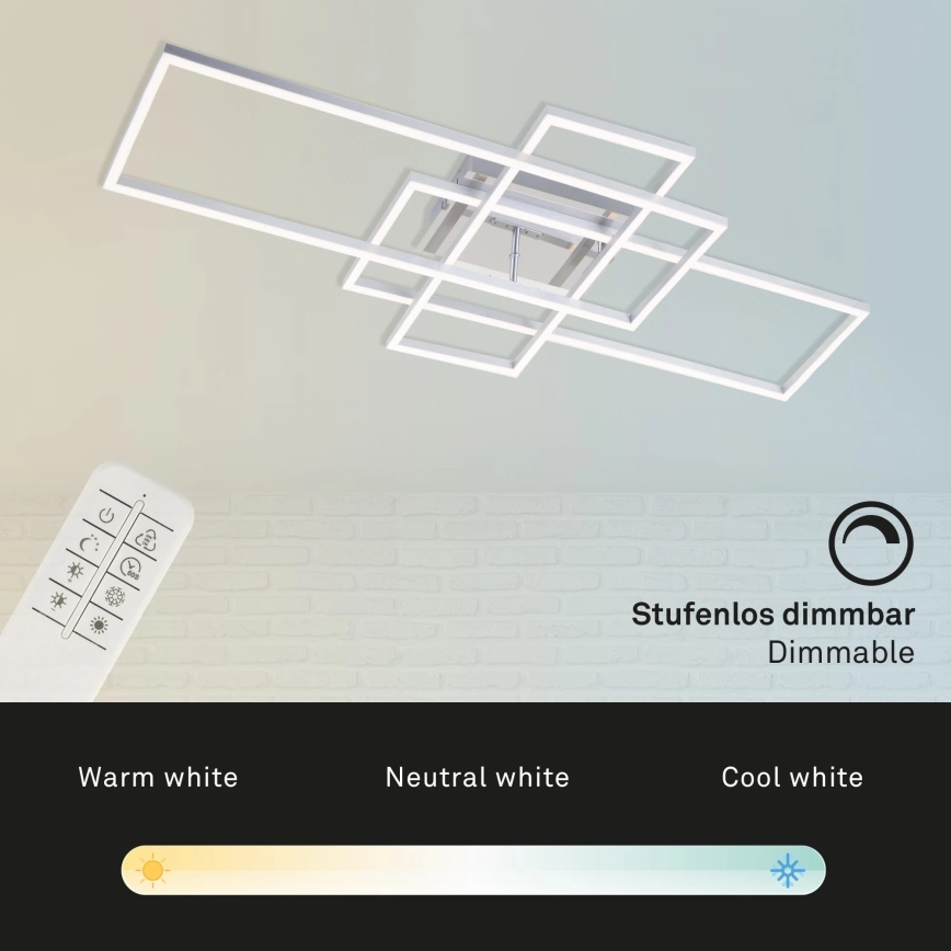 Brilo - Lampadario a plafone LED dimmerabile FRAME LED/51W/230V 2700-5000K cromo opaco + telecomando