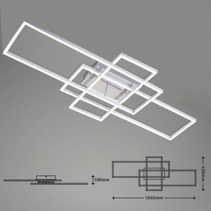 Brilo - Lampadario a plafone LED dimmerabile FRAME LED/51W/230V 2700-5000K cromo opaco + telecomando