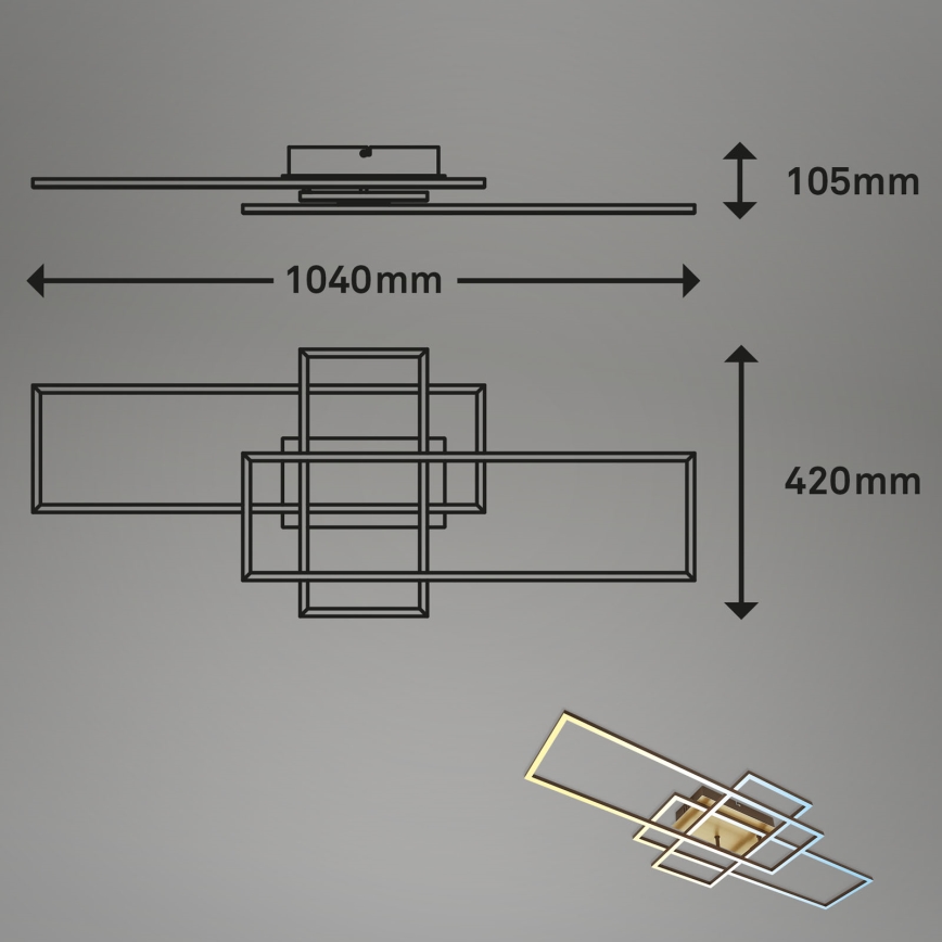 Brilo - Lampadario a plafone LED dimmerabile FRAME LED/51W/230V 2700-5000K marrone/oro + telecomando
