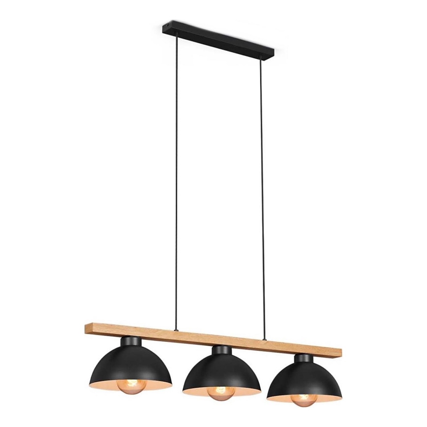 Brilo - Lampadario a sospensione con filo 3xE27/40W/230V albero di caucciù