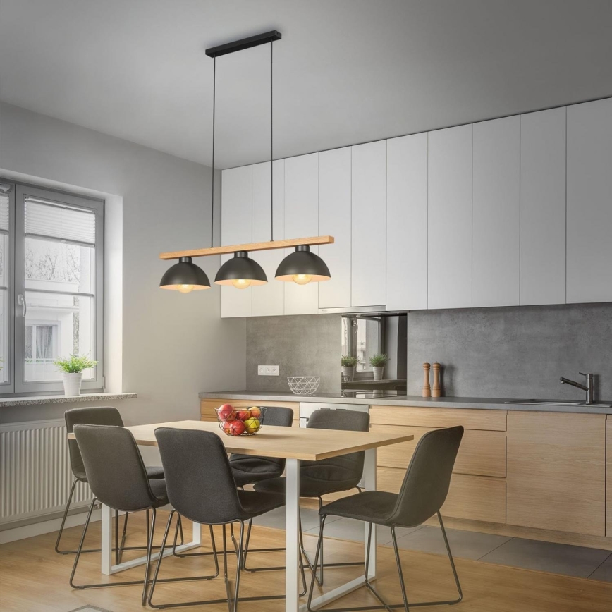 Brilo - Lampadario a sospensione con filo 3xE27/40W/230V albero di caucciù