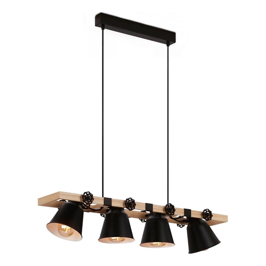 Brilo - Lampadario a sospensione con filo TALLE 4xE27/40W/230V albero di caucciù