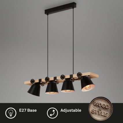 Brilo - Lampadario a sospensione con filo TALLE 4xE27/40W/230V albero di caucciù
