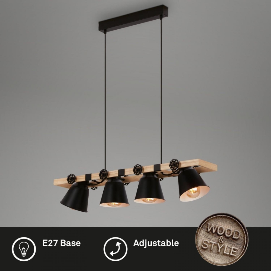 Brilo - Lampadario a sospensione con filo TALLE 4xE27/40W/230V albero di caucciù