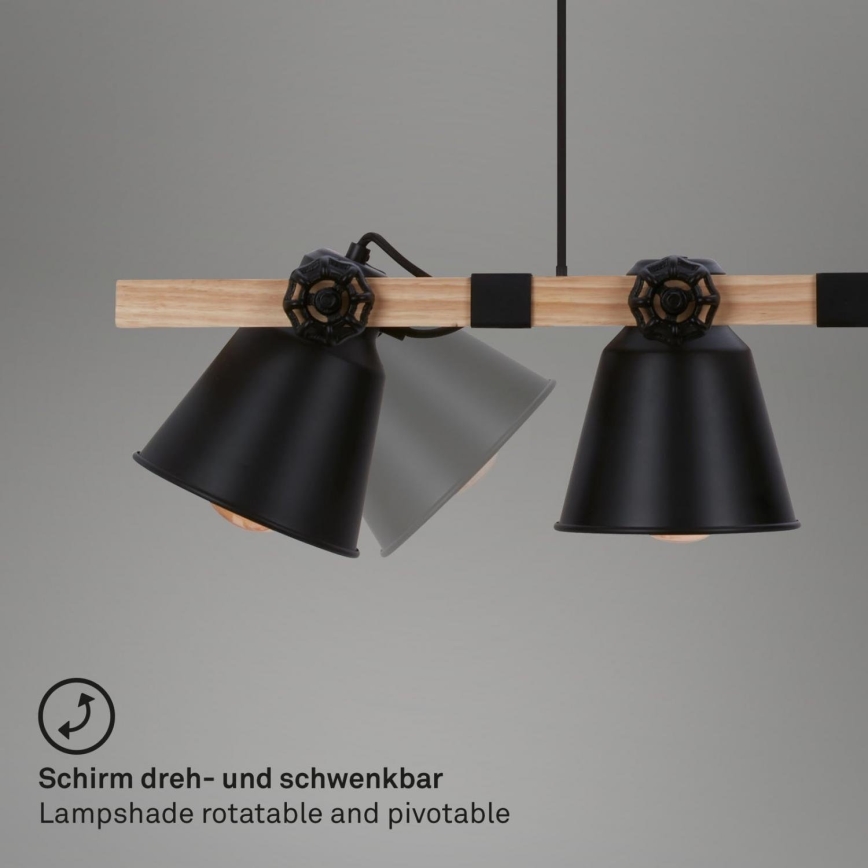 Brilo - Lampadario a sospensione con filo TALLE 4xE27/40W/230V albero di caucciù