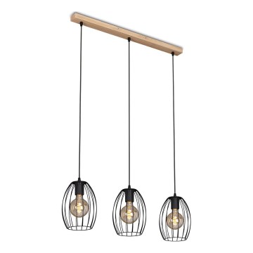 Brilo - Lampadario a sospensione con filo WAKTU 3xE27/60W/230V albero di caucciù