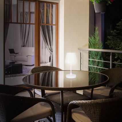 Brilo - Lampe de table d'extérieur à intensité variable et rechargeable LED/3W/5V IP44 blanc