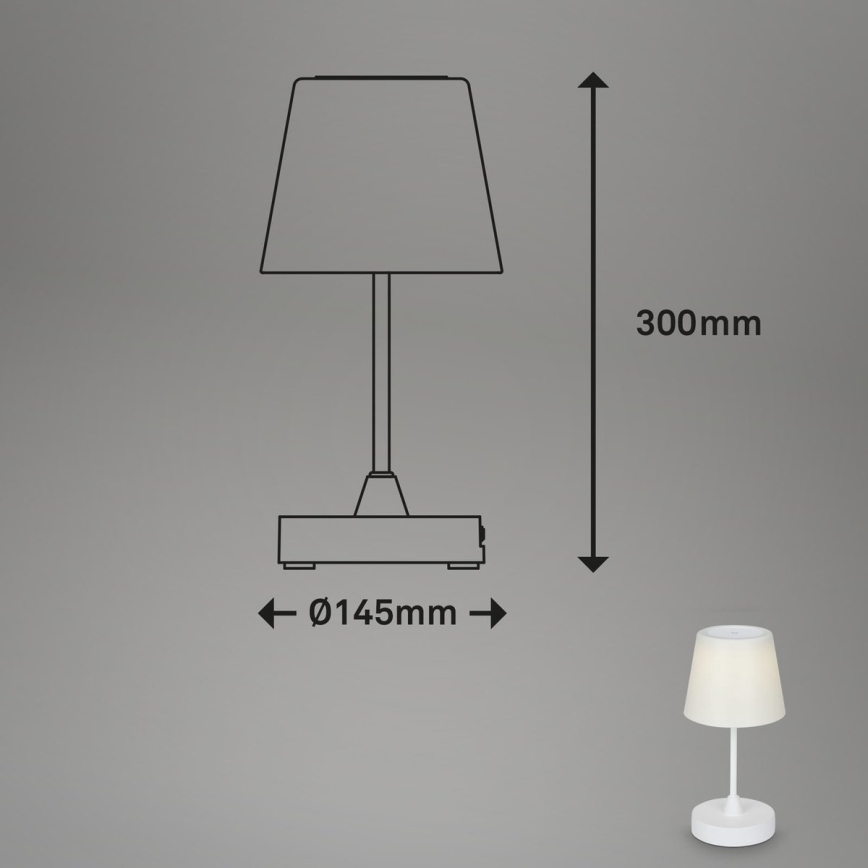 Brilo - Lampe de table d'extérieur à intensité variable et rechargeable LED/3W/5V IP44 blanc