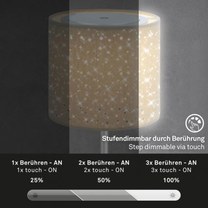 Brilo - Lampe de table d'extérieur à intensité variable et rechargeable LOLE LED/3W/5V IP44 argent/beige