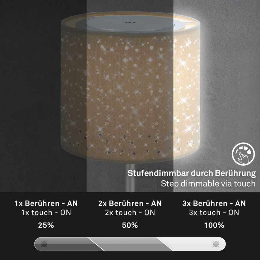 Brilo - Lampe de table d'extérieur à intensité variable et rechargeable LOLE LED/3W/5V IP44 argent/beige