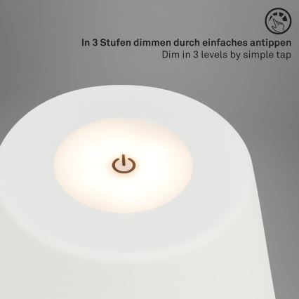 Brilo - Lampe de table d'extérieur à intensité variable et rechargeable LED/3,5W/5V IP44 blanc