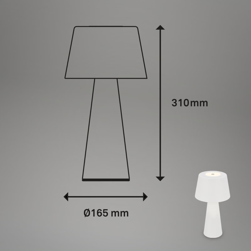 Brilo - Lampe de table d'extérieur à intensité variable et rechargeable LED/3,5W/5V IP44 blanc
