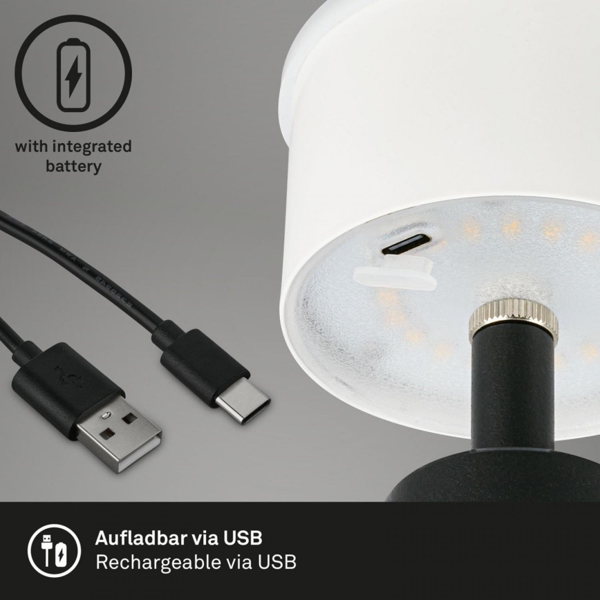 Brilo - Lampe de table d'extérieur à intensité variable et rechargeable LED/3,5W/5V IP44 noir