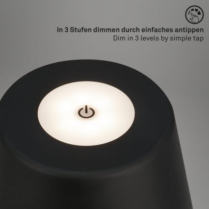 Brilo - Lampe de table d'extérieur à intensité variable et rechargeable LED/3,5W/5V IP44 noir