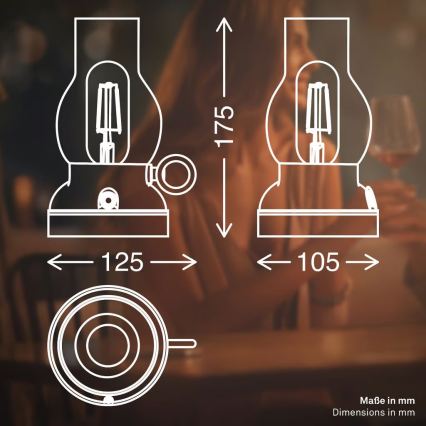 Brilo - Lampe de table d'extérieur LED rechargeable et dimmable KANEA LED/1,5W/5V IP44 1200 mAh anthracite