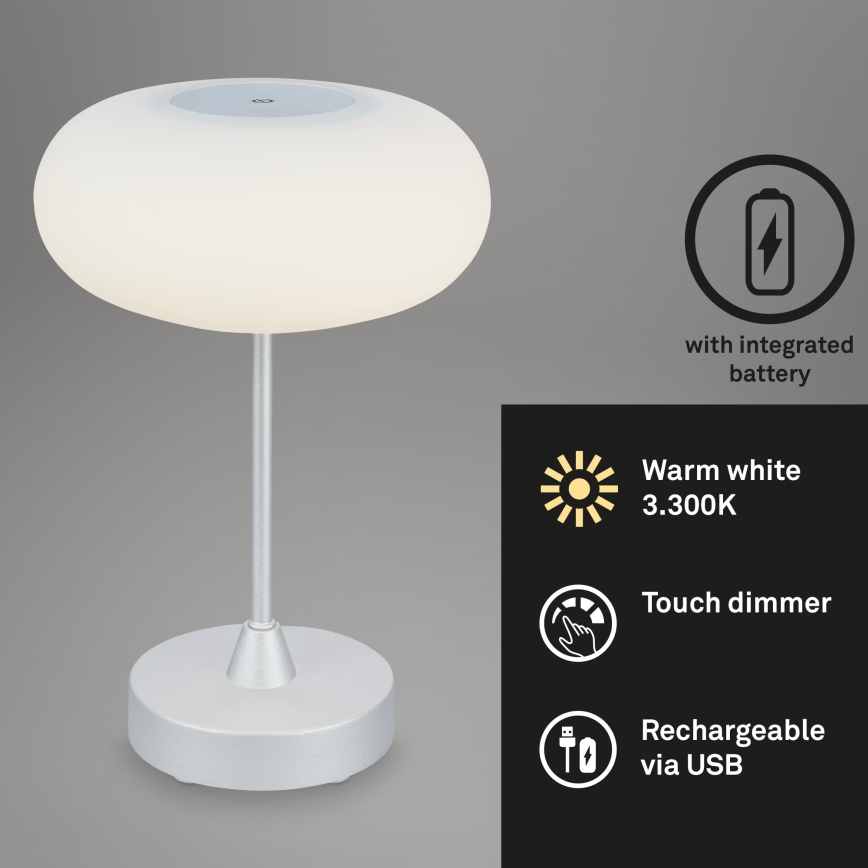 Brilo - Lampe de table d'extérieur rechargeable à LED dimmable OLANA LED/3W/5V IP44