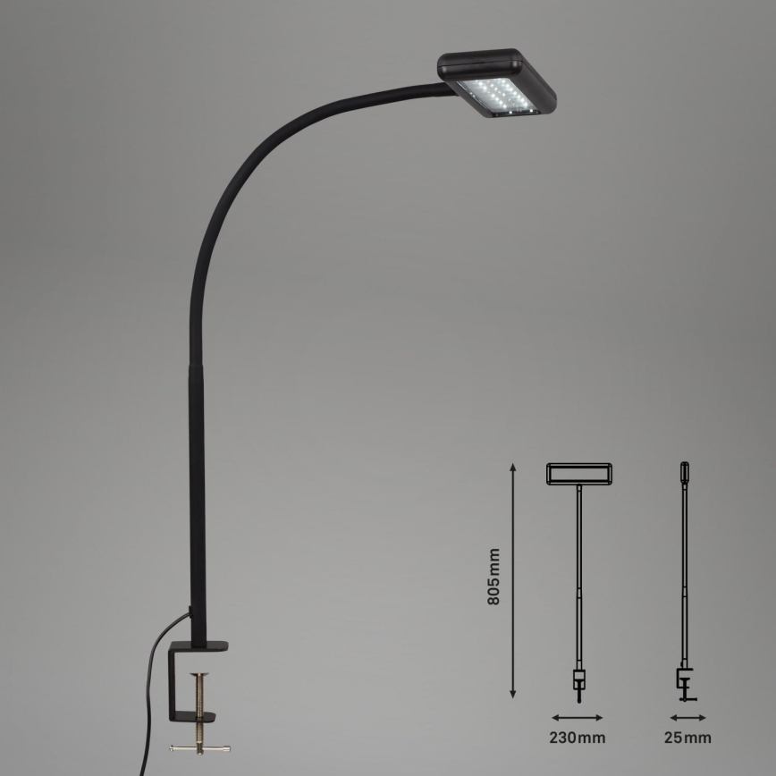 Brilo - Lampe de table flexible avec pince TRASNA LED/7,5W/230V noir