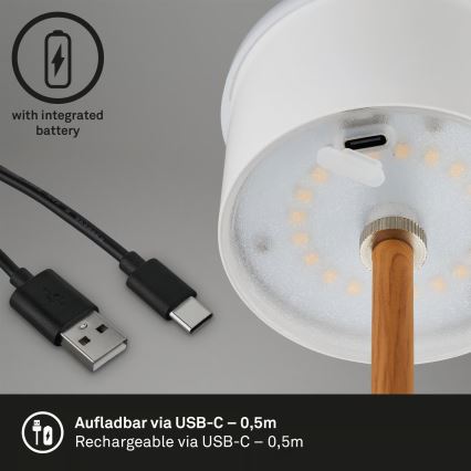 Brilo - Lampe de table extérieure tactile, rechargeable et dimmable KIKI LED/2,6W/5V IP44 2600 mAh noire