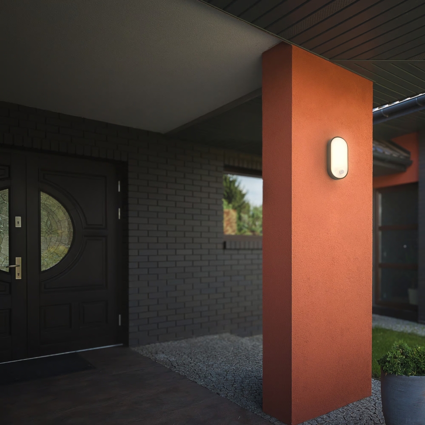 Brilo - LED-Außenwandleuchte mit Bewegungs- und Dämmerungssensor RUCH LED/12W/230V IP65 schwarz