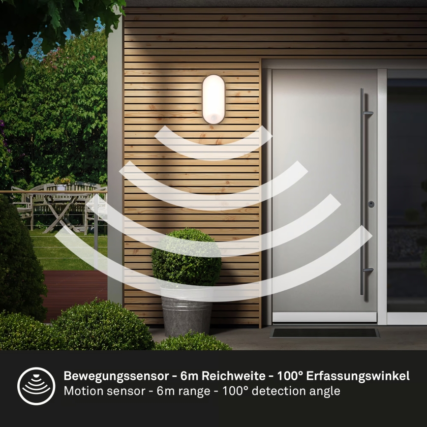 Brilo - LED-Außenwandleuchte mit Bewegungs- und Dämmerungssensor RUCH LED/12W/230V IP65 schwarz