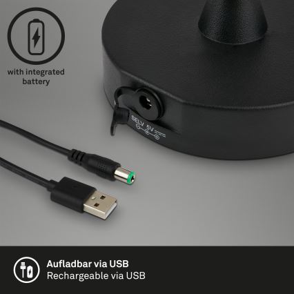 Brilo - LED da esterno dimmerabile rechargeable lampada LED/3W/5V IP44