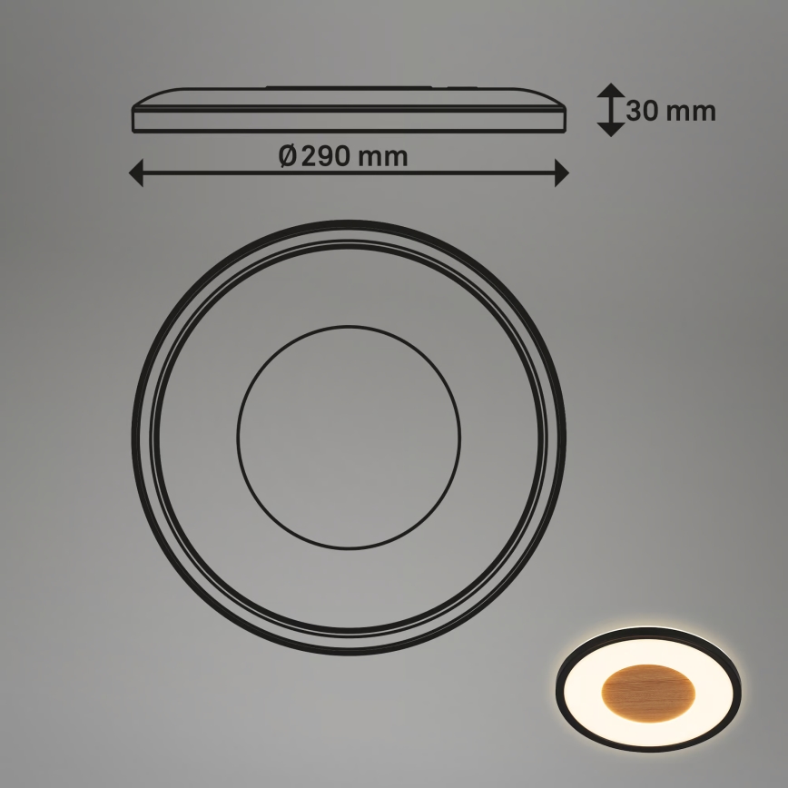 Brilo - LED-Deckenleuchte SUFIT WOOD LED/18W/230V 3000K Ø 29 cm