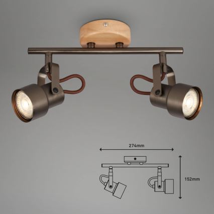 Brilo - LED-Deckenspot TAHUN 2xGU10/5W/230V braun