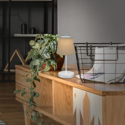 Brilo - LED Dimmbar wiederaufladbar Outdoor Tischleuchte LED/3W/5V IP44 silbern/beige