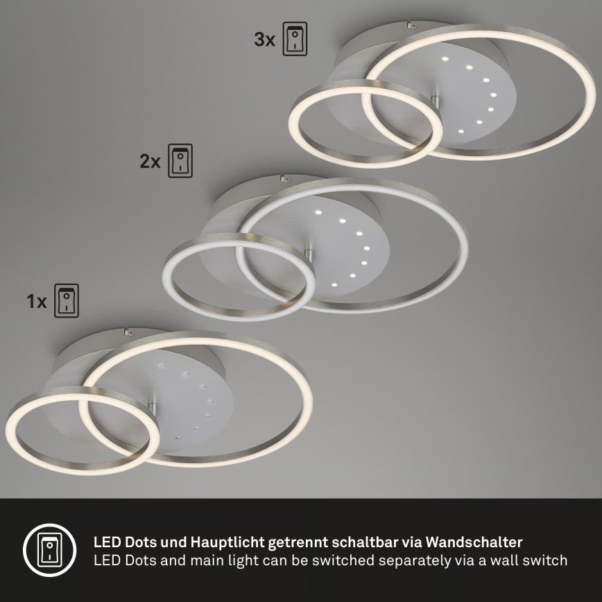 Brilo - LED-dimmbare Deckenleuchte LED/26W/230V 3000K mattchrom