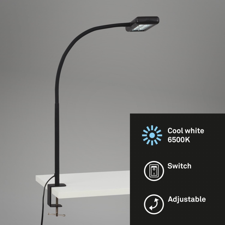 Brilo - LED Flexibel Tischleuchte mit Klemme TRASNA LED/7,5W/230V schwarz