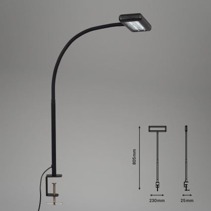Brilo - LED Flexibel Tischleuchte mit Klemme TRASNA LED/7,5W/230V schwarz
