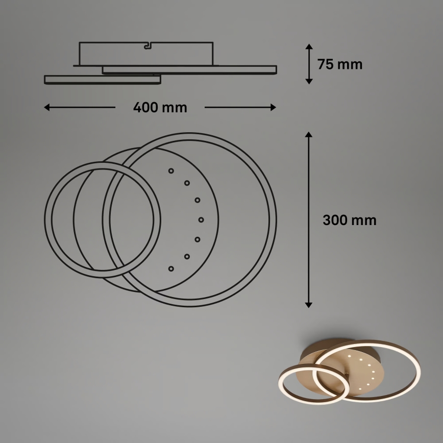 Brilo - LED plafonnier dimmable LED/26W/230V 3000K brun