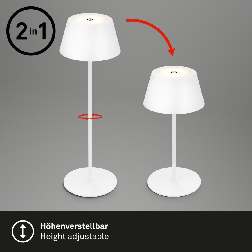 Brilo - LED-RGB-dimmbar, wiederaufladbar, Touch-Außen-Tischleuchte KIKI LED/2,6W/5V IP44 2600 mAh weiß