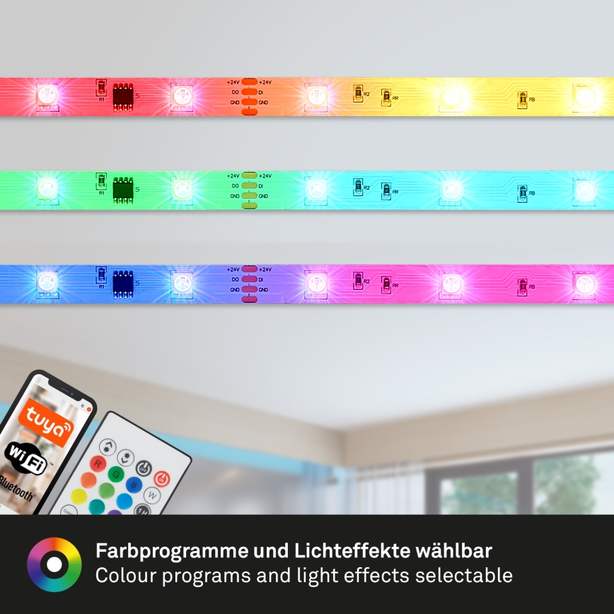 Brilo - LED RGBW dimmbarer Musik-Strip 6,65m LED/18W/230V Wi-Fi Tuya + Fernbedienung