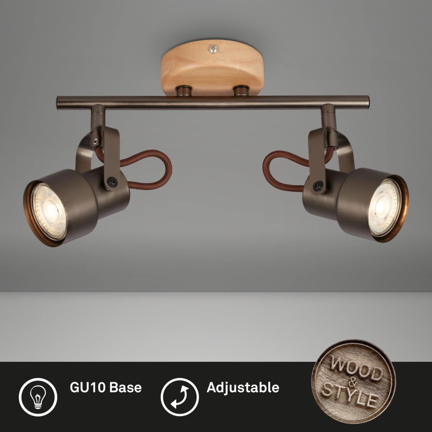 Brilo - LED Spotleuchte TAHUN 2xGU10/5W/230V 3000K braun