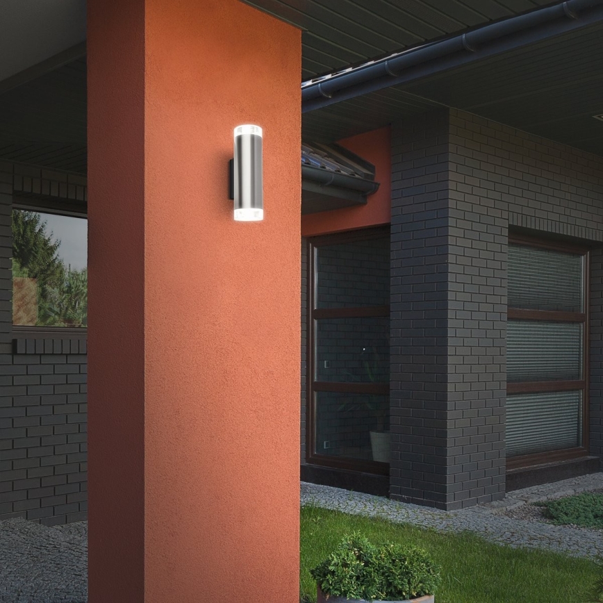 Brilo - LED-Wandleuchte für den Außenbereich 2xGU10/4,7W/230V IP44 4000K matt Chrom