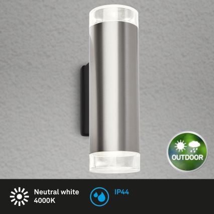 Brilo - LED-Wandleuchte für den Außenbereich 2xGU10/4,7W/230V IP44 4000K matt Chrom