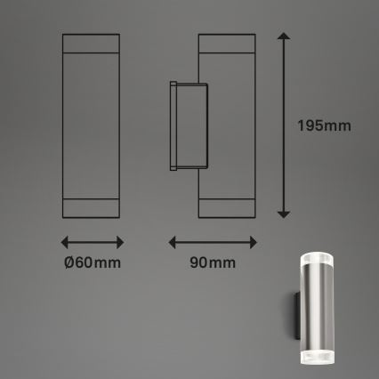 Brilo - LED-Wandleuchte für den Außenbereich 2xGU10/4,7W/230V IP44 4000K matt Chrom