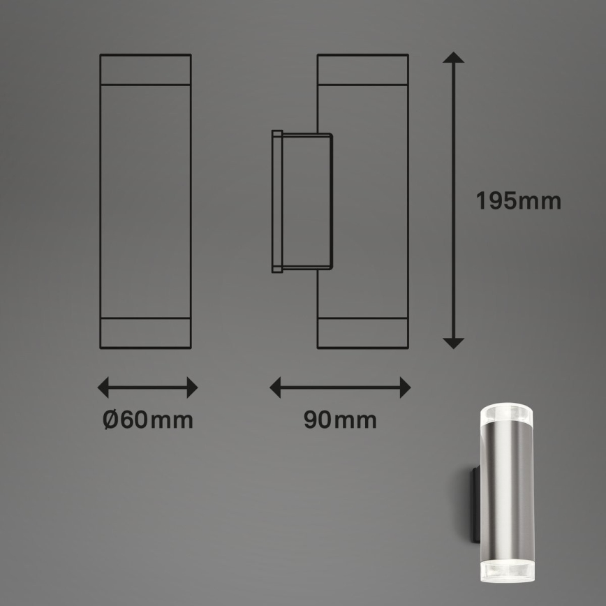 Brilo - LED-Wandleuchte für den Außenbereich 2xGU10/4,7W/230V IP44 4000K matt Chrom