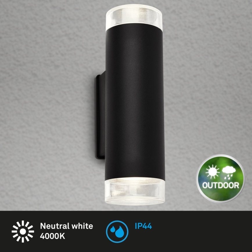 Brilo - LED-Wandleuchte für den Außenbereich 2xGU10/4,7W/230V IP44 4000K schwarz
