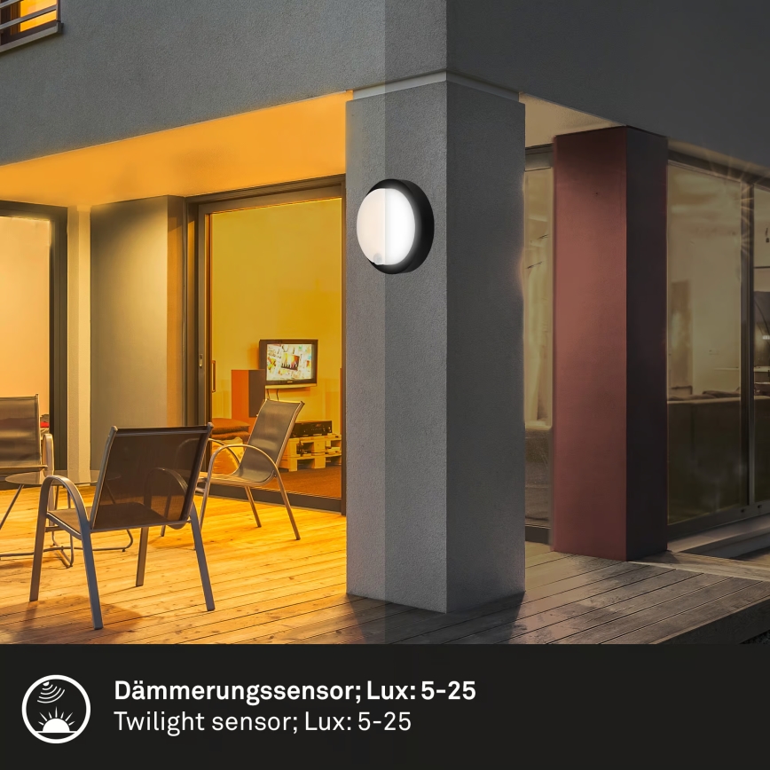 Brilo - Wiederaufladbare LED-Außen-Wandleuchte mit Sensor LED/4W/5V 4400 mAh IP44 schwarz