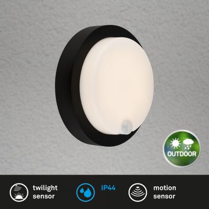 Brilo - Wiederaufladbare LED-Außen-Wandleuchte mit Sensor LED/4W/5V 4400 mAh IP44 schwarz