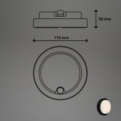 Brilo - Wiederaufladbare LED-Außen-Wandleuchte mit Sensor LED/4W/5V 4400 mAh IP44 schwarz