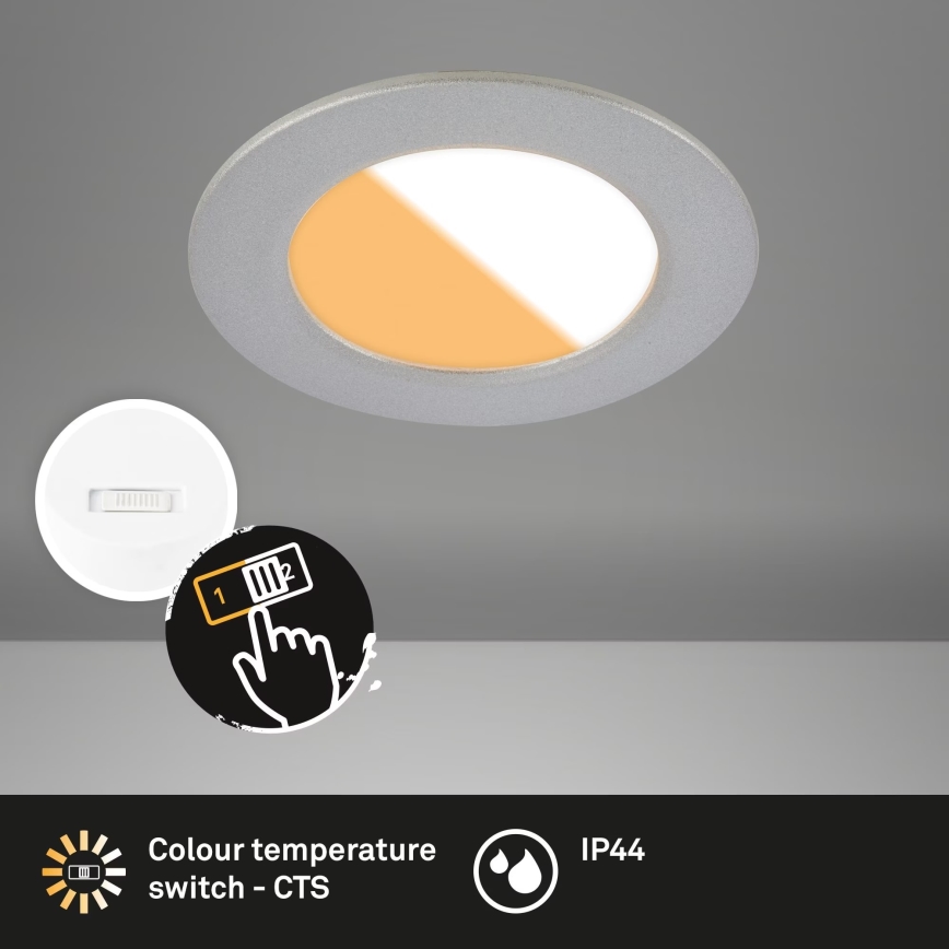 Brilo - LOT 3x Spot encastrable de salle de bain LED/4W/230V IP44 3000/4000K argent