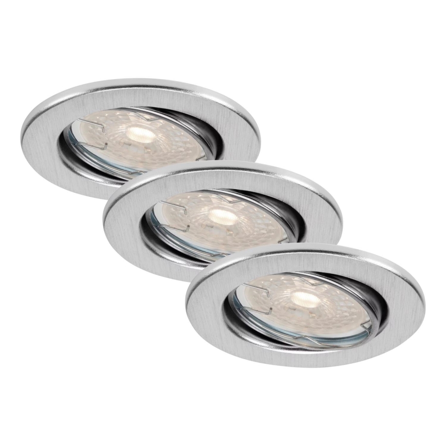 Brilo - Lot de 3 luminaires LED encastrables dimmables pour salle de bains DIMM LED/5,5W/230V IP23 chrome mat