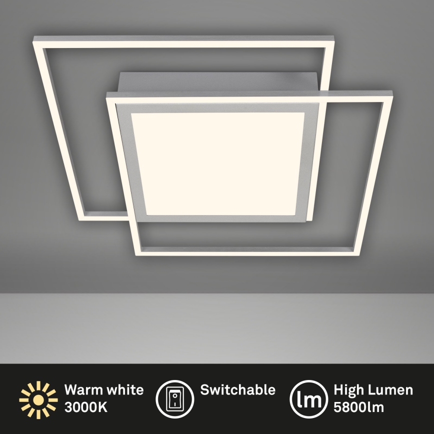 Brilo - Plafoniera LED 2xLED/16W/230V + LED/19W 51,5x51,5 cm 3000K cromo opaco