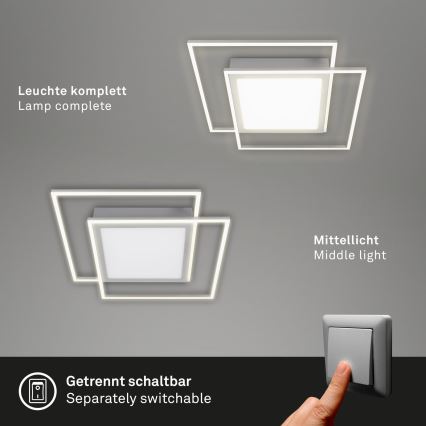 Brilo - Plafoniera LED 2xLED/16W/230V + LED/19W 51,5x51,5 cm 3000K cromo opaco