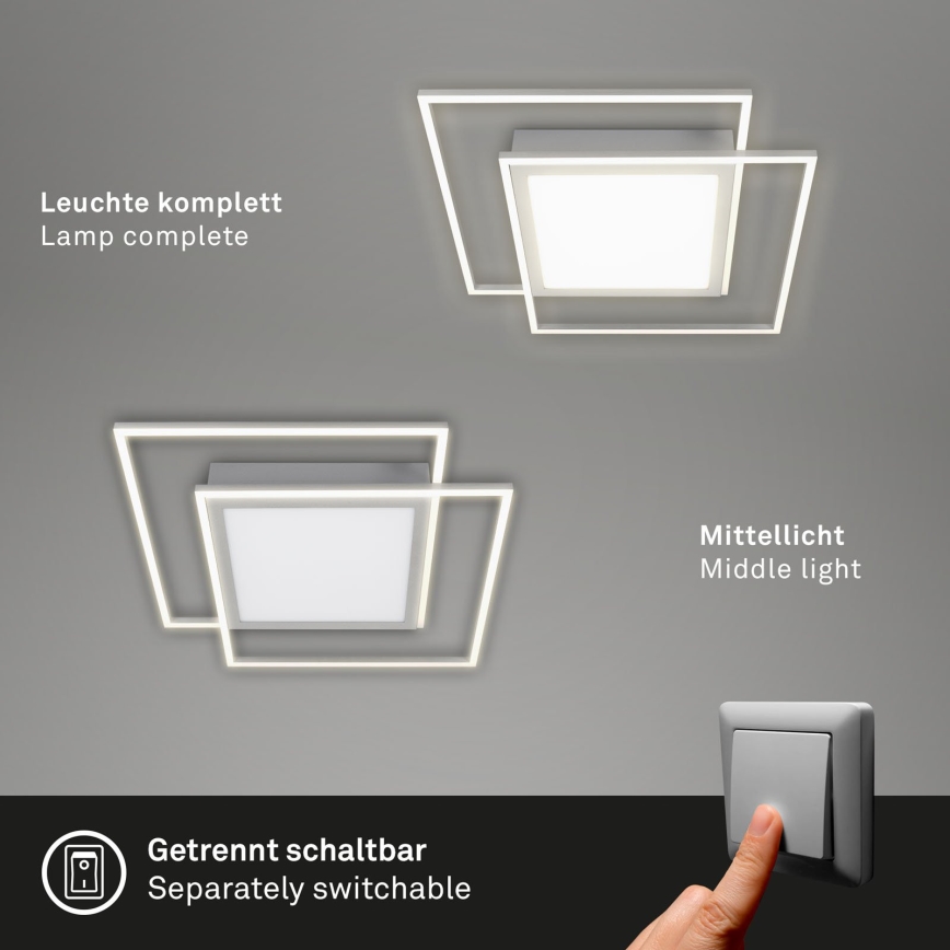 Brilo - Plafoniera LED 2xLED/16W/230V + LED/19W 51,5x51,5 cm 3000K cromo opaco