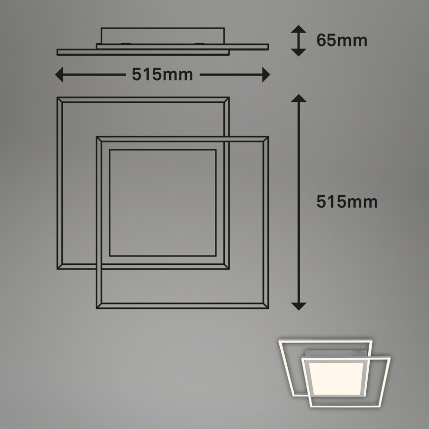 Brilo - Plafoniera LED 2xLED/16W/230V + LED/19W 51,5x51,5 cm 3000K cromo opaco
